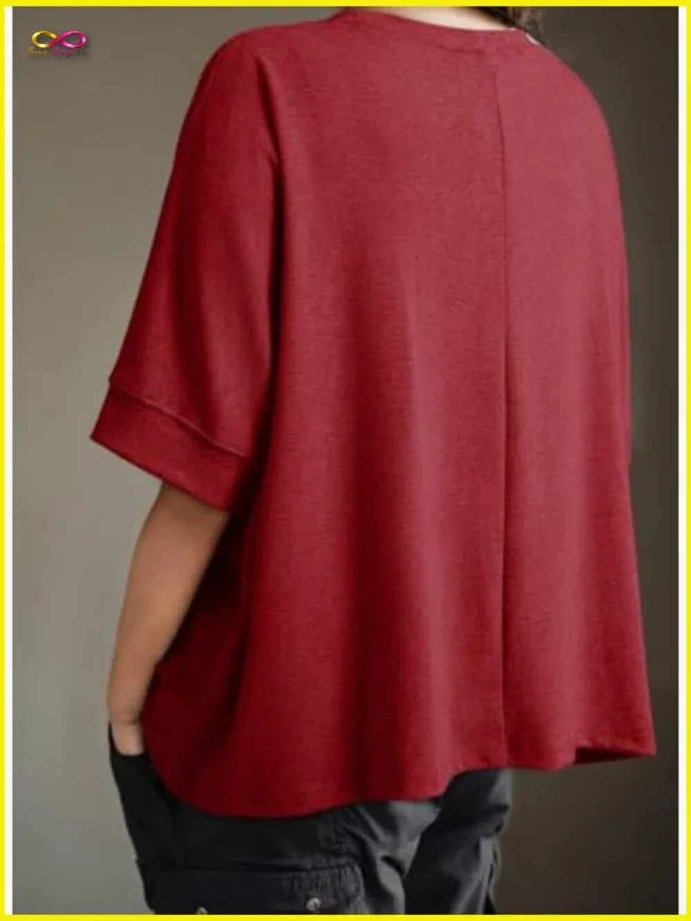Oversized Crew Neck Short Sleeve Tee Soft Stretchy Casual Basic Tunic Top Loose - Picture 4 of 4